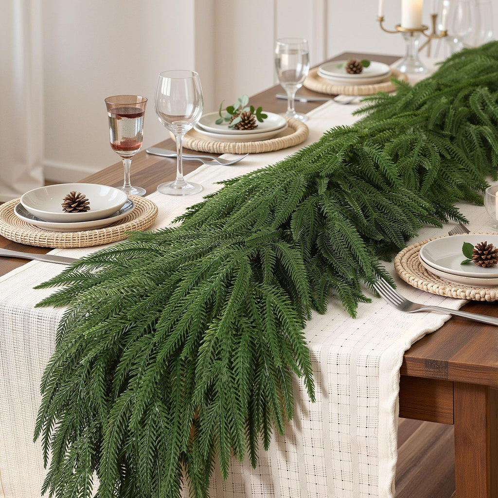 Alupssuc 9FT Christmas Garland, Artificial Real Touch Norfolk Pine Garland