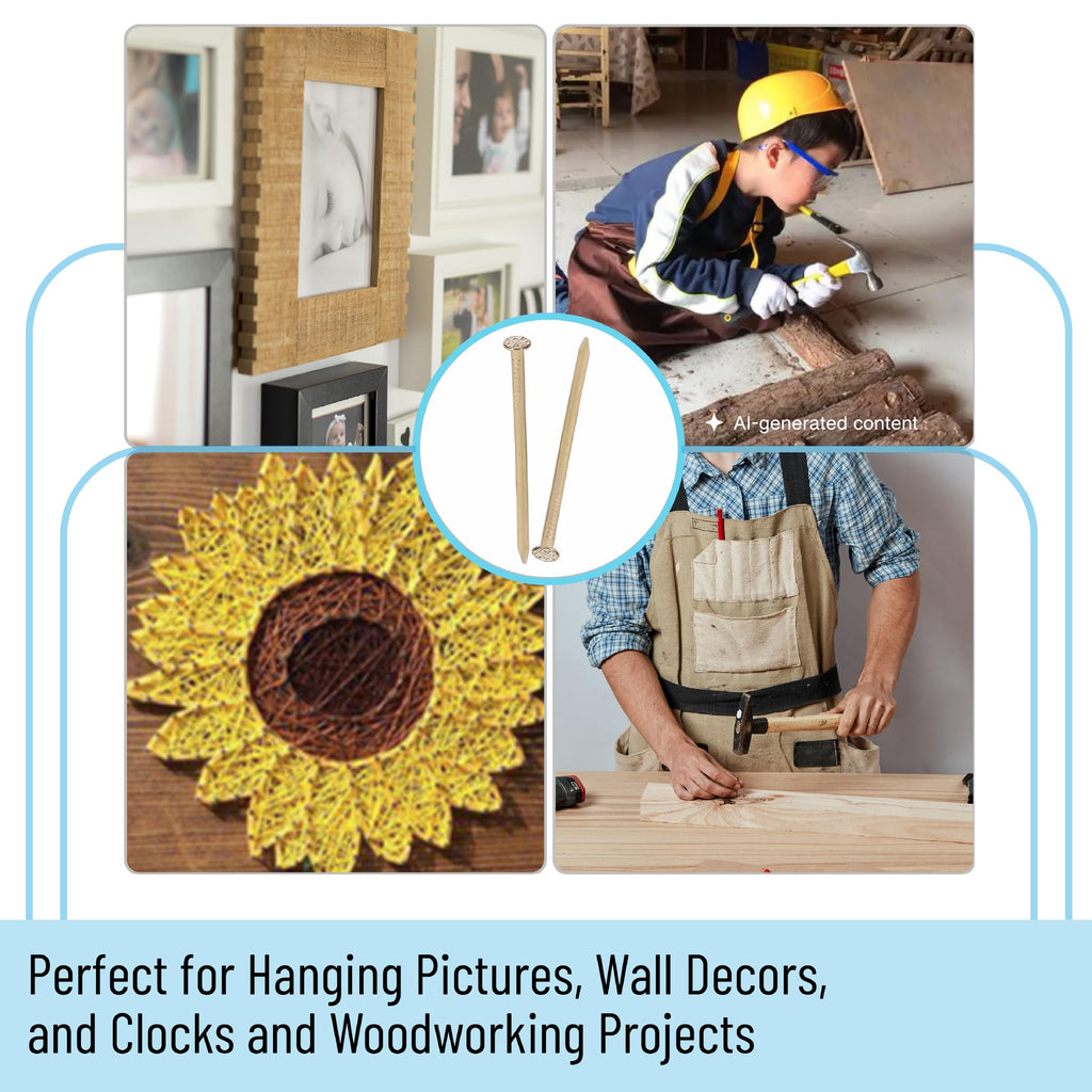 Mr. Pen- Nail Assortment Kit, 600 Pcs, 4 Sizes, Gold Picture Hangers