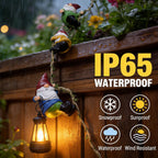 Gnome Garden Hanging Decor, 3 Pack Climbing Gnomes Statues & Solar Lanterns