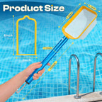 ComfyKit 22.5in 2-in-1 Pool Skimmer Tool with Stainless Steel Hook and Detachable Fine Mesh Net, Includes Skimmer Basket Handle, for Above Ground and Inground Pools