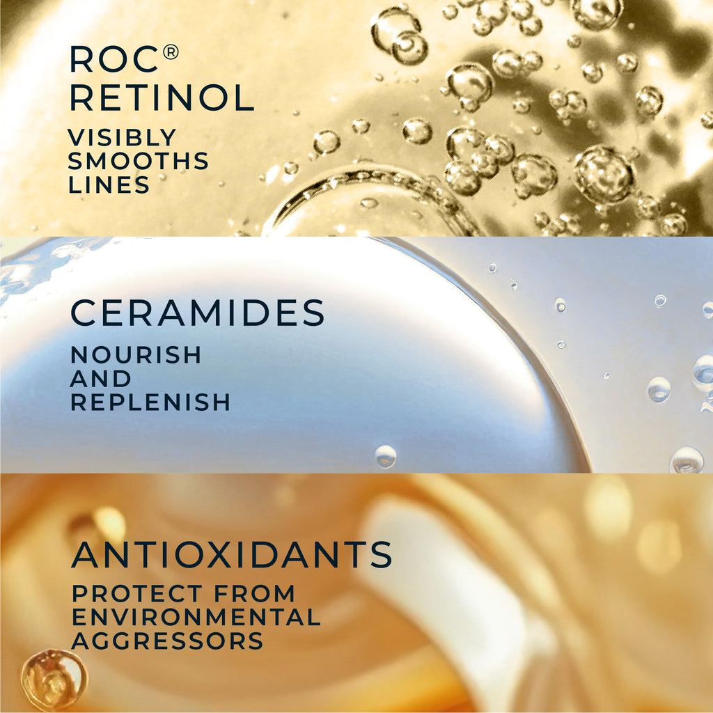 RoC Retinol Correxion Anti-Aging Wrinkle Night Serum, Retinol Serum for Face, Daily Treatment for Fine Lines, Post Acne Scars, 80 Capsules (Limited Edition Value Set), Unscented