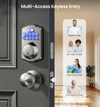 Veise Keyless Entry Door Lock with 2 Knobs, Electronic Backlit Keypad Deadbolt with Handle Set, Auto Lock, One-time Codes, Smart Deadbolt for Front Door, Easy Installation, Satin Nickel