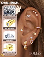Surgical Steel Flat Back Earrings-Hypoallergenic Earrings for Girls Women