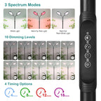 Dual Head Grow Light for Indoor Plants, Full Spectrum Floor Standing Plant Light, Remote Control & 4/8/12/18H Timer, 3 Modes 10 Dimmable Levels, Stable Base for Tall Plants Succulents Herbs, Black