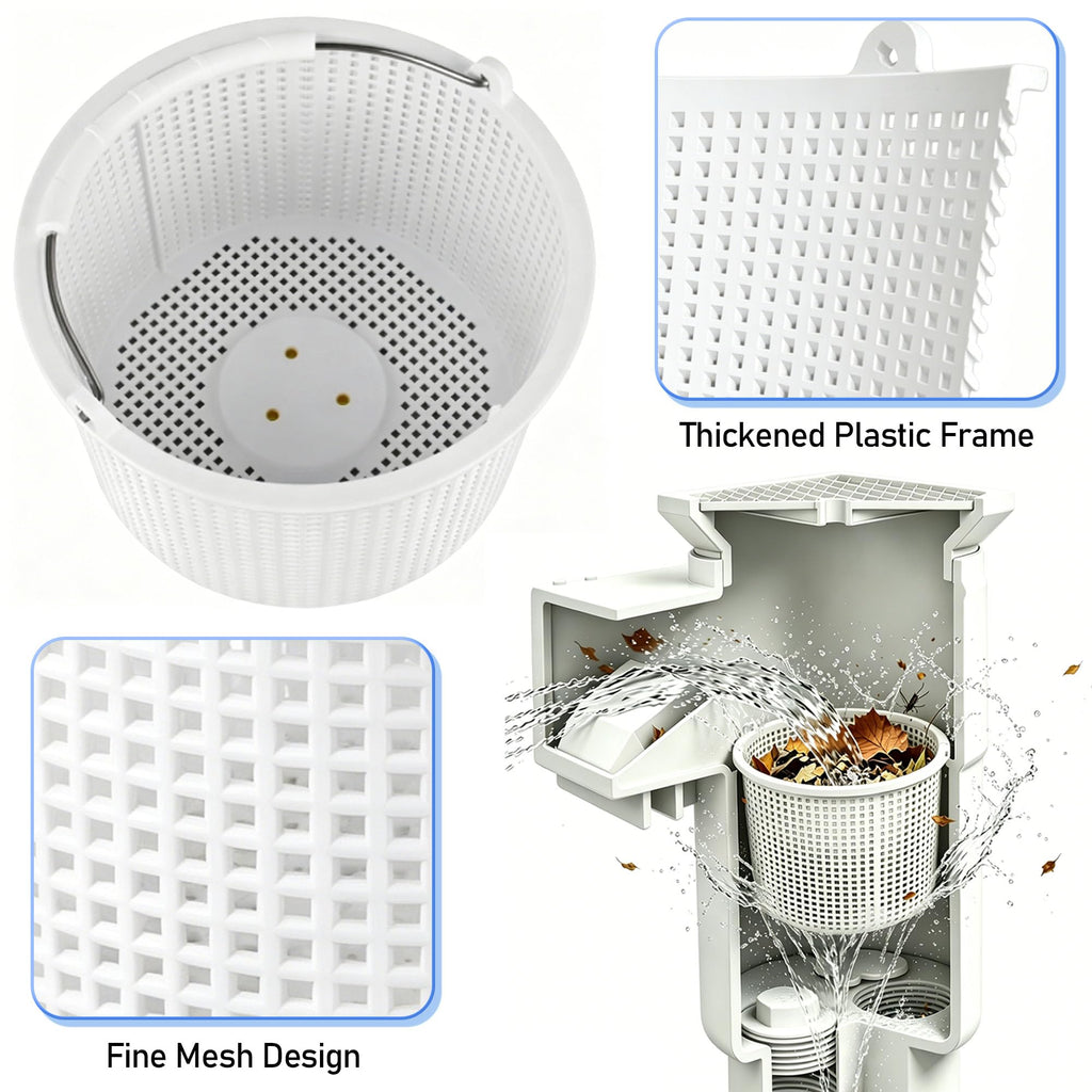 Inground Pool Skimmer Basket for Hayward Skimmer Basket&Pool Filter Baskets SP1082CA Series, Aladdin B-152, Built-in Brass Weight - Anti-Floating Filter Baskets, 316 Stainless Steel Handle Rubber Grip