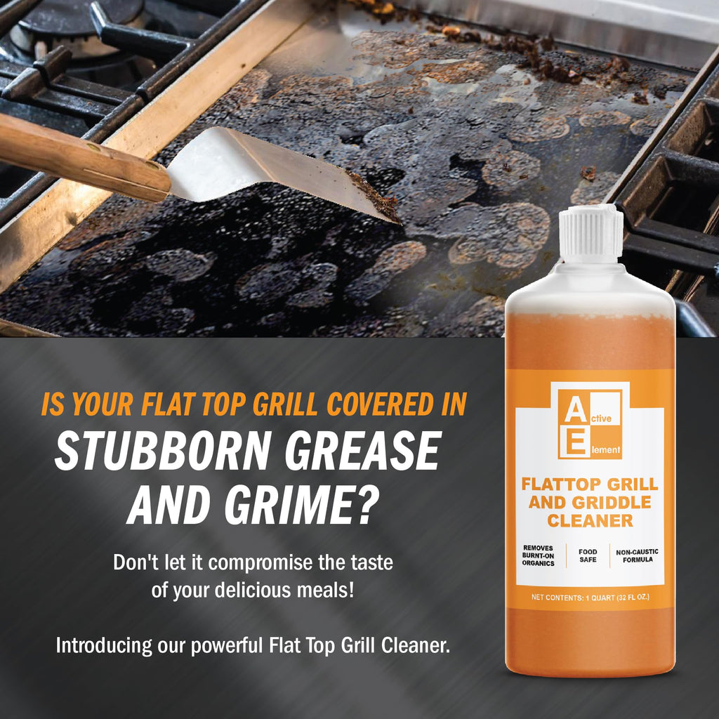 Active Element Flat Top Grill Cleaner – 32 fl oz | Griddle Cleaner, Removes Burnt-On Residue, Food Safe, Non-Caustic Formula, For Blackstone Grills