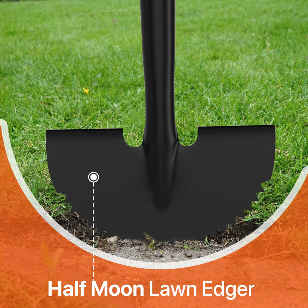 ATUHOLA Manual Edger Lawn Tool, 41-inch Lawn Edger with Saw Tooth Blade, Half Moon Hand Edger with Metal Shaft, T-Grip Handle, Heavy Duty Garden Edger Tool for Sidewalk, Grass, Yard, Landscape