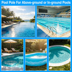UPGRADED Pool Pole 15 Foot Telescopic Swimming Pool Poles,Telescopic Pool Cleaning Pole,Adjustable Professional Pole for Skimmer Net,Rake,Brush,Vacuum Head,Heavy Duty Aluminum Thicken 1.3mm Pole