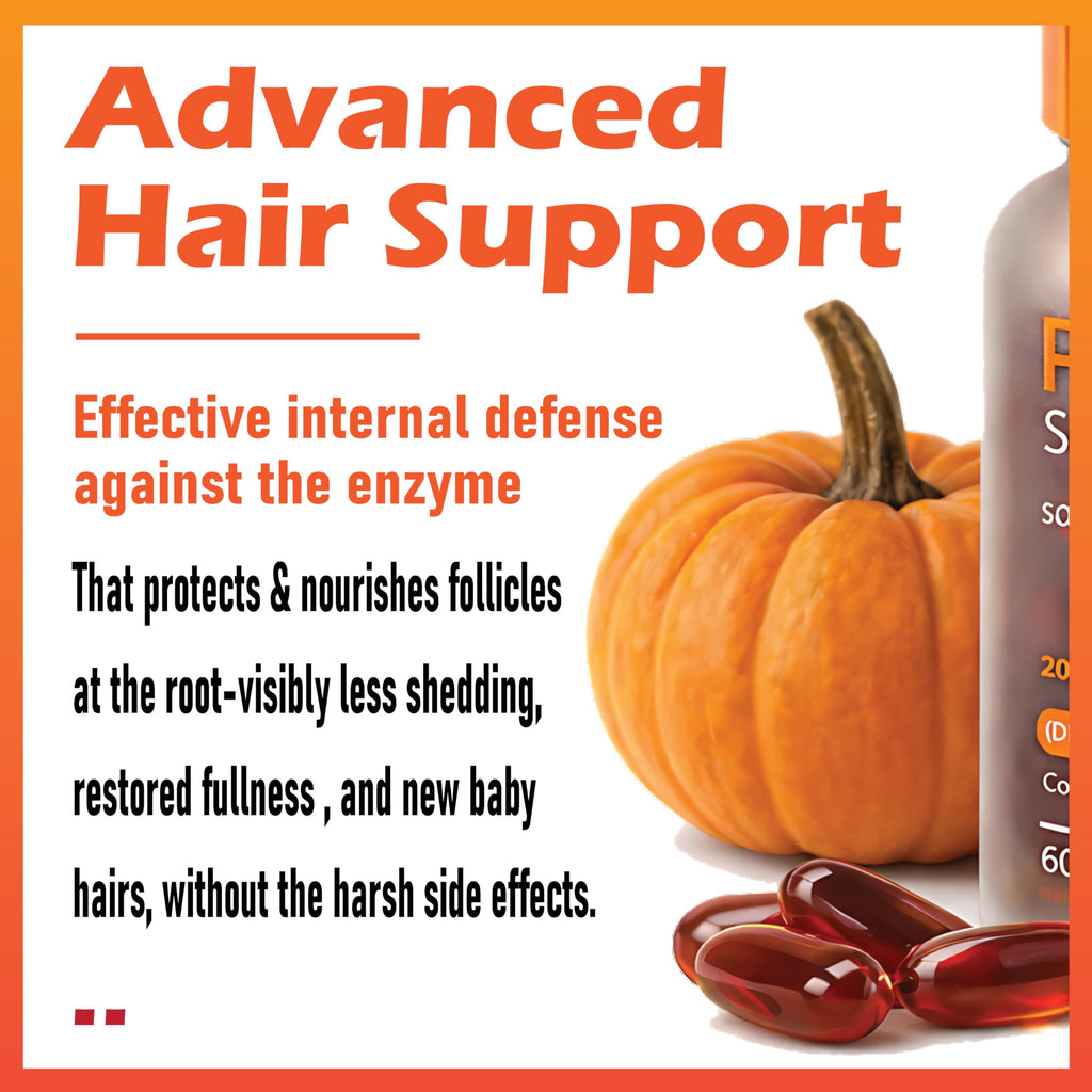 BELANO Pumpkin Seed Oil with Saw Palmetto Capsules, Pumpkin Seed Oil for Hair Growth, Improve Hair Loss, Cold Pressed, Promote Hair Growth, Maintain Body Balance, 60 Softgels