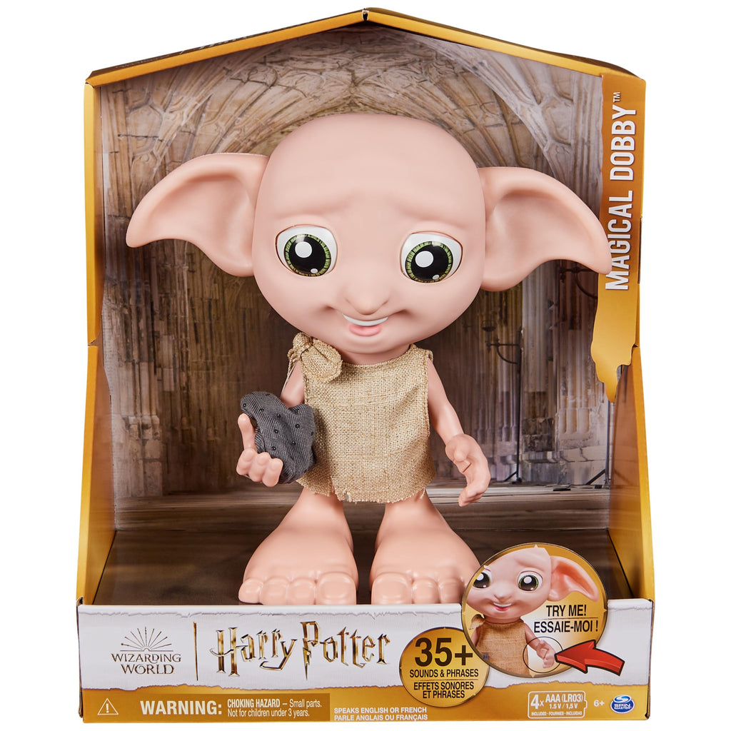 Wizarding World Harry Potter, Interactive Magical Dobby Elf Doll with Sock, over 30 Sounds & Phrases, 8.5-inch, Kids Toys for Ages 6 and up
