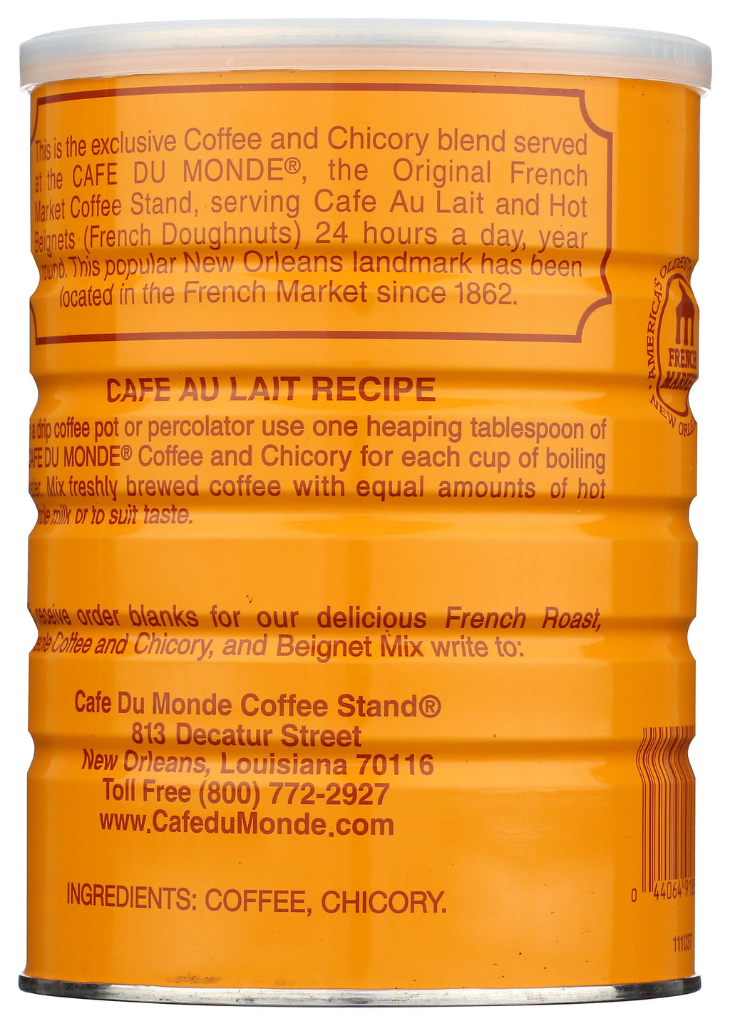 Cafe Du Monde Coffee Chicory, 15 Ounce Ground
