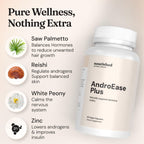 Nourished AndroEase Plus - Vegan Hormone Balance for Women - Zinc, Reishi, Green Tea and Saw Palmetto for Women - for Energy, Vitality, Facial Hair and Daily Wellness - 60 Capsules, Made in USA