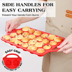 AOTASO 8 Pcs Silicone Muffin Pan Set, 12 Cup Regular & 24 Cup Mini Nonstick Muffin Tray with 6 Pcs Utensils, Silicone Muffin Pan for Baking with Metal Reinforced Frame, BPA Free (Red)