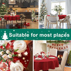 Hiasan Christmas Round Tablecloth 80 Inch - Waterproof Stain Resistant Spillproof Polyester Fabric Table Cloth for Dining Room Kitchen Party, Red
