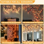 7.55FT 144LED Pink Cherry Blossom Tree Branch Lights for Wall Battery Box
