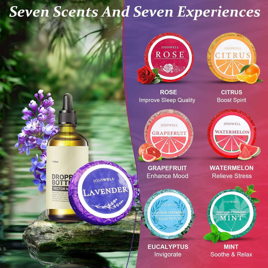 JoJowell Shower Steamers Aromatherapy 21 Pack, Birthday Gifts for Women, Self Care Spa Gift Set with Essential Oils, Christmas Stocking Stuffers Gifts for Mom Wife He