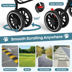 Double Pet Stroller for Dogs and Cats,Cat Strollers for 2 Cats,Double Dog Stroller for 2 Small Medium Dogs,4 Lockable Wheels/Lightweight/Folding,Green