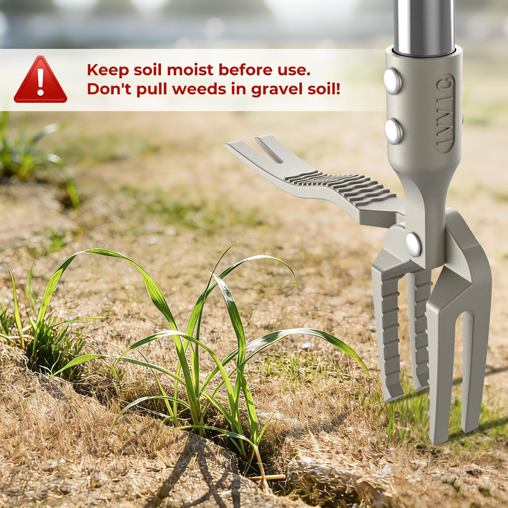 IVVIC One-Piece Stand Up Weed Puller Tool with Long Handle, 47" Assembleless Stainless Steel Garden Weeder Dandelion Root Removal Without Kneeling