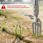 IVVIC One-Piece Stand Up Weed Puller Tool with Long Handle, 47" Assembleless Stainless Steel Garden Weeder Dandelion Root Removal Without Kneeling