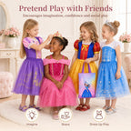 Meland Princess Dress Up Costume Set for Girls 3-8, 4 Complete Outfits with Accessories, Princess Role Play Toy Gift for Birthday & Christmas
