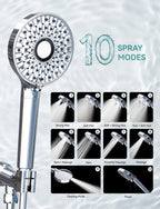 Magichome Filtered Shower Head with Handheld, High Pressure 10-Spd Detachable Chrome Showerhead with Stainless Hose, Water Softener Filter Beads for Hard Water - Remove Chlorine, Reduce Dry Itchy Skin