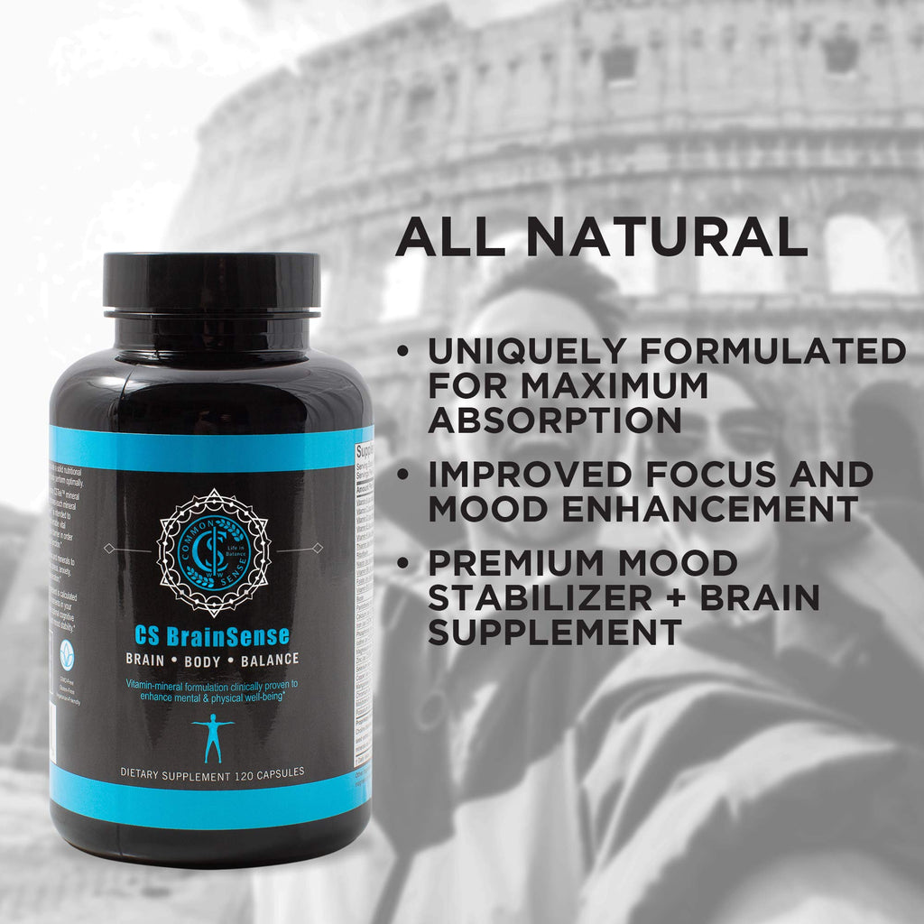 BrainSense Mood Stabilizer & Brain Supplement - Enhance Mood, Mental Clarity, Brain Booster & Cellular Health - Nootropic Supplement & Micronutrients For Brain Fog By CommonSenseWW, 120 Capsules