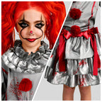 Spooktacular Creations Girls Clown Costume, Halloween Evil Clown Dress, Scary Jester Costume for Girls Halloween Dress Up, Role Play, Cosplay Party-M