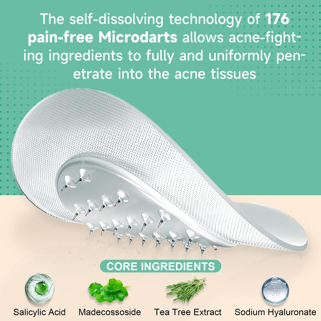 TEAWOO 72-Count Microdart Acne Patches, Hydrocolloid Pimple Patches with Salicylic Acid & Madecossoside, Microdart Zit Patches for Deep Blemishes & Early Stage Acne (Patented)