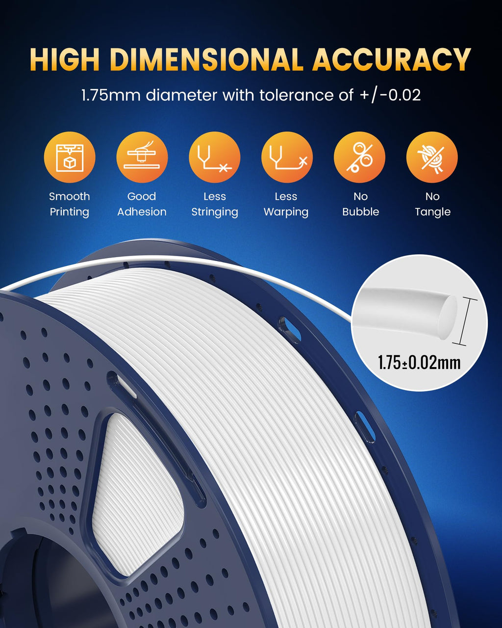 SUNLU PLA+2.0 3D Printer Filament, Klein Blue, 1KG