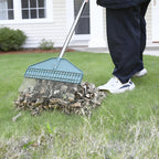 YEELOR Thatch Rake, 66" Adjustable Handle, 17" Wide Dethatcher Rake for Garden, Patio & Lawn, Cleans Dead Grass, Thatch, Pine Needles & Acorns (Right-Angle Hook)
