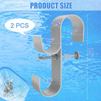 VWAERR 2 PCS Gray Poolside Pool Leaf Skimmer Net Holder Plastic Poolside Pool Pole Hanger Adjustable Telescopic Pole Hooks Brush Hanger Tools for Above Ground Pools