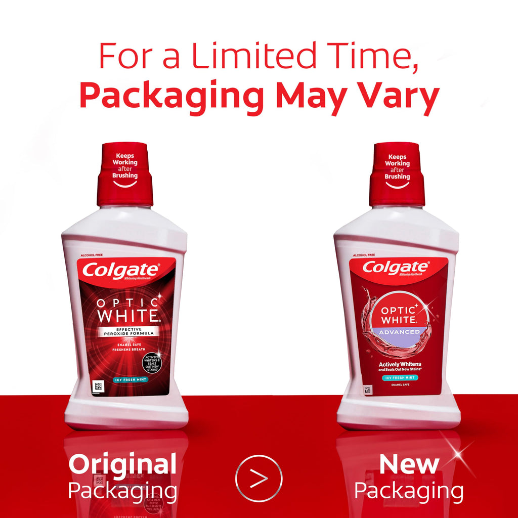 Colgate Optic White Teeth Whitening Mouthwash, ICY Fresh Mint, 3 Pk, 32 oz