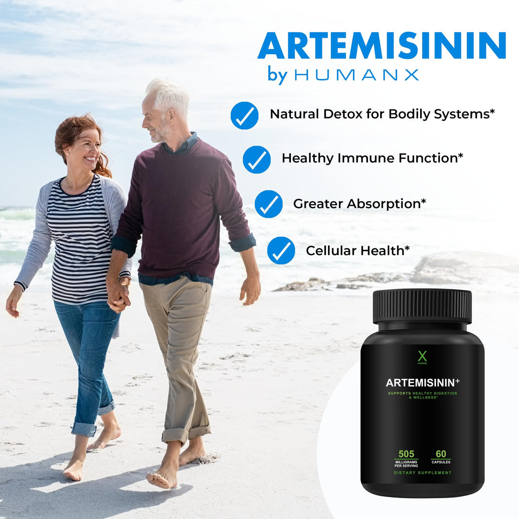 HUMANX Artemisinin 505mg with Bioperine for Greater Absorption - Supports Healthy Aging, Digestion, and Immunity - USA Third Party Tested - Vegan, Non-GMO - Artemisia Annua - Sweet Wormwood Extract