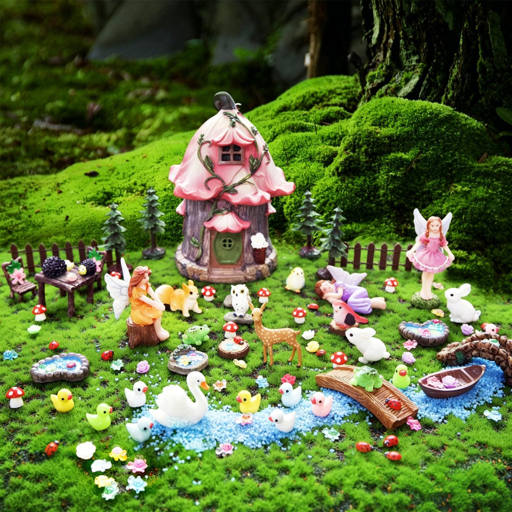 115Pcs Fairy House Kit Mini Fairy Garden Accessories Outdoor Supplies Decor