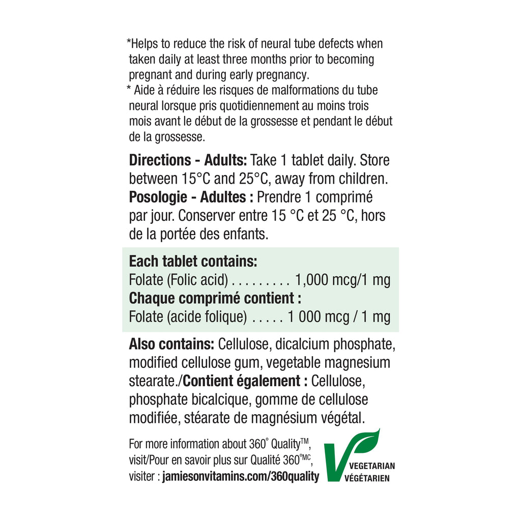 Jamieson Folic Acid 1mg 100 Tables