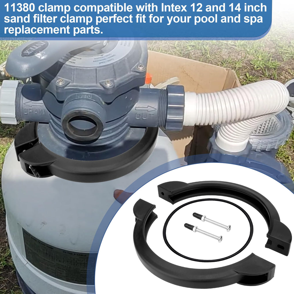 Ophjerg 11380 Pool Filter Clamp Only for Intex 12 & 14 Inch Krystal Sand Filter Pump, Sand Filter Valve Clamp Replacement Intex Sand Filter Clamp - Pool Sand Filter Replacement Parts Included O-Ring