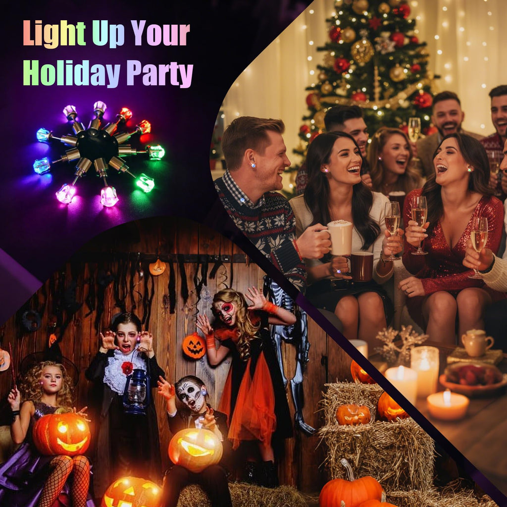 LED Light Up Earrings, LED Studs Earrings Party Flashing Blinking Stainless Steel Earring - 5 Pairs Glow Stud Earrings Halloween Christmas Gifts for Women Men Girlfriend Boyfriend, Mixed Color