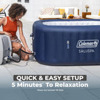 Coleman SaluSpa Atlantis AirJet Inflatable Hot Tub, 4 to 6 Person Square Portable Outdoor Spa with 140 Air Jets, App Control and EnergySense Insulated Cover, 71" x 28"