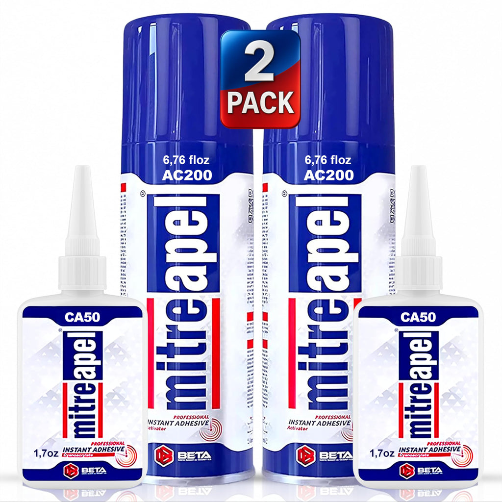 MITREAPEL CA Glue with Activator (2 x1.7oz-2 x 6.7floz)Instant Bond Professional Cyanoacrylate Adhesive and Super Glue Accelerator for Woodworking ,Ceramic,3D Printing,Glass, DIY&Craft, Plastic,Repair