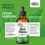 Wild & Organic Sea Moss Drops - Overall Support with Irish Seamoss and Bladderwrack - Multimineral Chondrus Crispus Tincture - Vegan, Sugar & Alcohol-Free Liquid Supplement - 4 fl oz