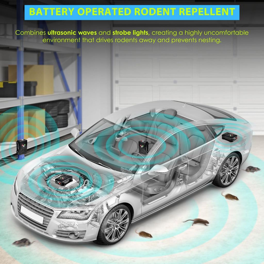 Battery Operated Ultrasonic Under Hood Rodent Repellent for Car Engines
