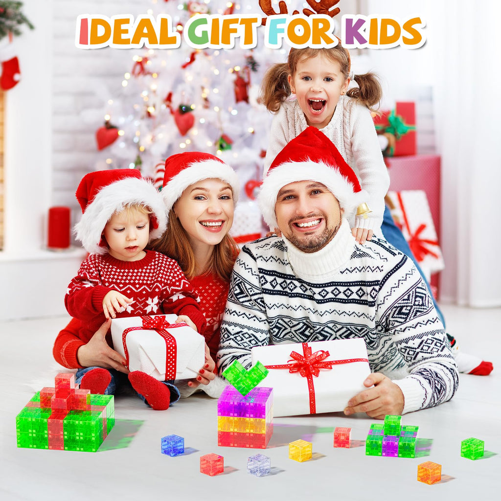 56PCS Magnetic Blocks, Transparent Magnetic Cubes, Magnet Building Blocks for Toddlers 3+, Montessori Toys, Preschool STEM Educational Sensory Magnet Toys for Kids Ages 3-5 Year Old Boys and Girls