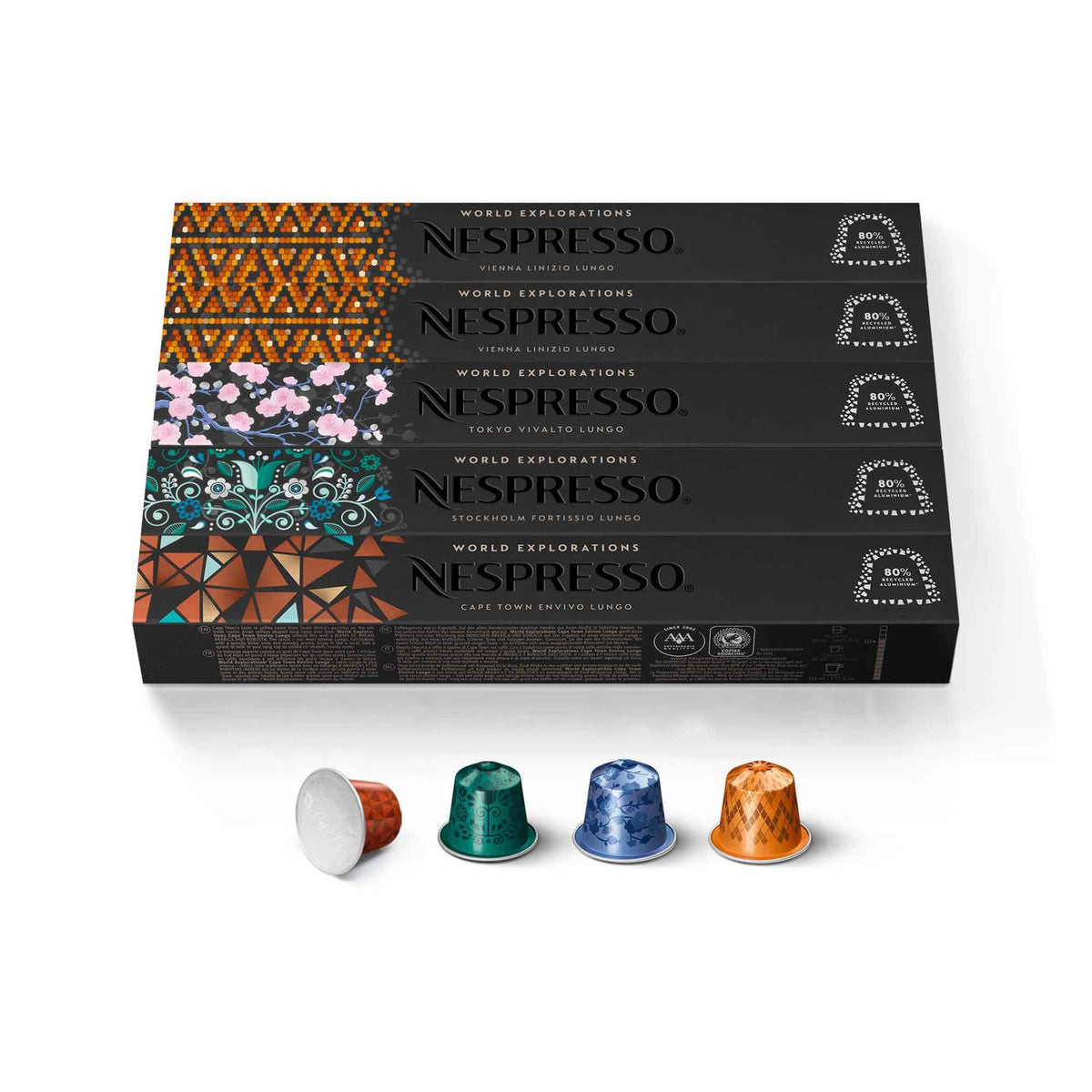Nespresso Original, Morning Lungo Variety Pack, Mixed Roast, 50-Count Pods