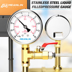 MEANLIN MEASURE -30inHG~30Psi Stainless Steel 1/4" NPT 2.5" FACE DIAL Vacuum Pressure Gauge, Lower Mount, with 1/2" NPT and 3/8" NPT Hex Bushing