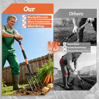 Garden Fork for Digging, 4-Tine Pitch Fork with Foot Step, Ergonomic Y-Handle & Comfortable Grip, Lightweight Durable Pitchfork for Soil Loosening, Compost, Mulch, Weeding & Potato Harvest - 43 Inches