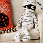 Bunny Chorus Halloween Decor Throw Pillows: Cute White Teddy Fleece Mummy Throw Pillows, Fun Soft Sherpa Plush Cushion Halloween Decorations Indoor for Home Sofa Bed Office Couch Living Room