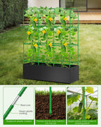 Cucumber Trellis with for Climbing Plants, Garden Trellis with Grow Bags, Metal Plant Trellis with Garden Netting for Vegetables Flowers Fruits (U-4 Arches)