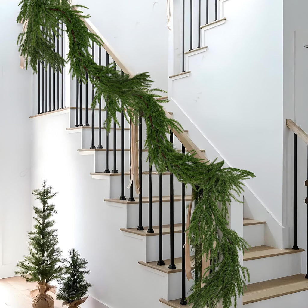 Hananona 2Pcs 6FT Christmas Garlands, Real Touch Norfolk Pine Garland