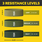 Tribe Lifting Fabric Resistance Bands for Exercise - Hip Bands for Working Out Legs, Glutes, Knees and Thighs for Men and Women - Cloth Circle Booty Bands for Physical Therapy (Military Green)