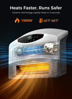 GiveBest Electric Wall Heater with WiFi and Remote Control, Floor or Wall Mounted Heater, Large Room Coverage, 3 Heating Modes, 1500W Fast Heating Space with Thermostat for Indoor Room Use, White